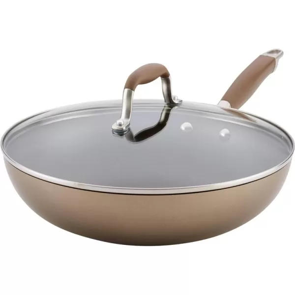 Anolon Advanced Hard Anodized Nonstick Frying Pan/ Fry Saute All Purpose Pan with Lid - 12 Inch, Gray