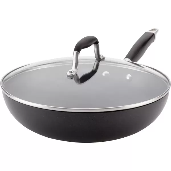 Anolon Advanced Hard Anodized Nonstick Frying Pan/ Fry Saute All Purpose Pan with Lid - 12 Inch, Gray
