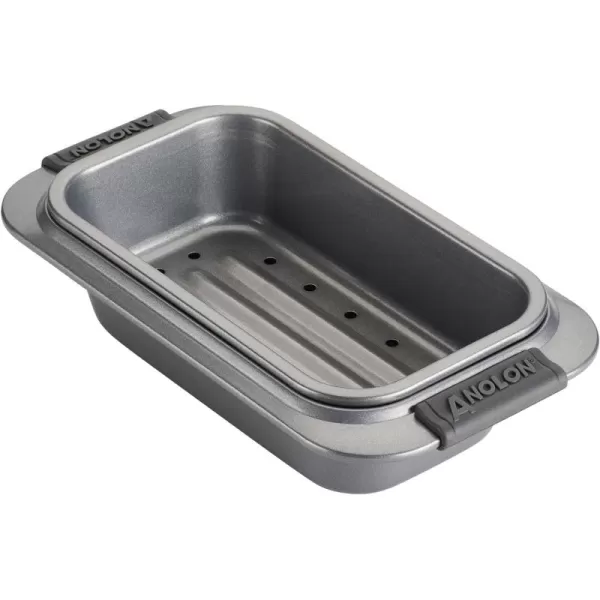 Anolon Advanced Nonstick Bakeware Meatloaf/Loaf Pan Set with Grips and Insert, 2 Piece, Gray