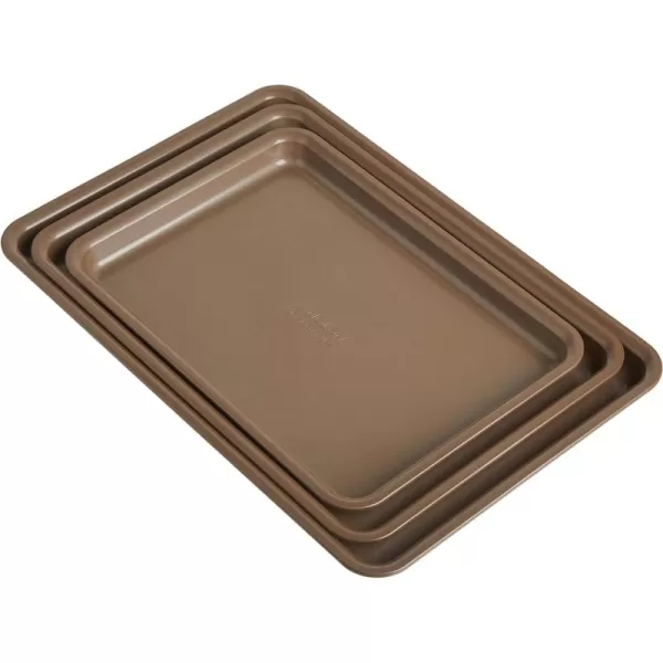 Anolon Gourmet Nonstick Bakeware Set with Nonstick Cookie Sheets / Baking Sheets - 3 Piece, Bronze Brown
