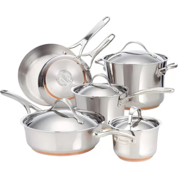 Anolon Nouvelle Stainless Steel Cookware Pots and Pans Set, 10 Piece)