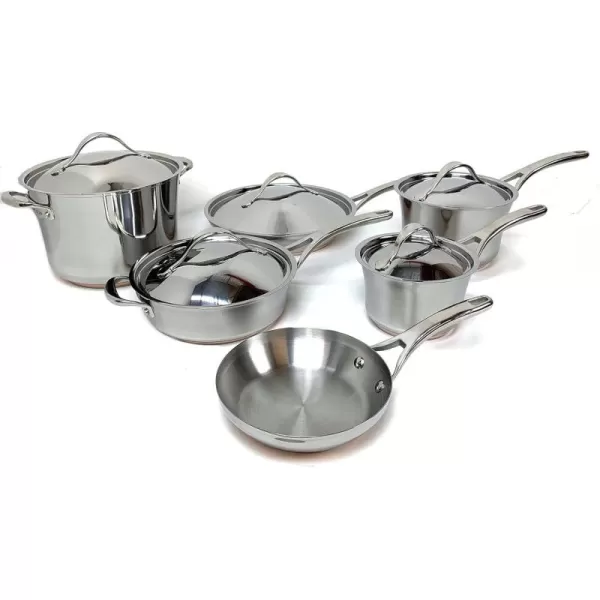 Anolon Nouvelle Stainless Steel Cookware Pots and Pans Set, 11 Piece