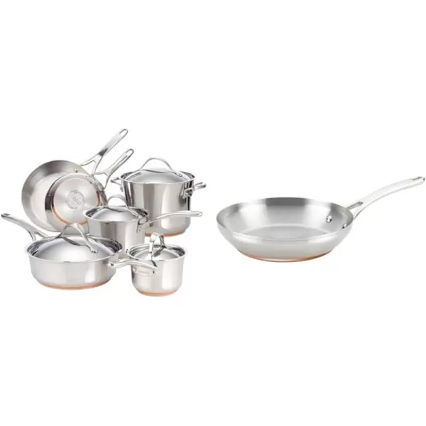 Anolon Nouvelle Stainless Steel Cookware Pots and Pans Set, 11 Piece