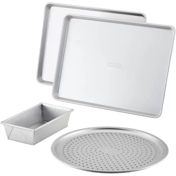 Anolon Pro Aluminized Steel Bakeware Half Sheet Baking Set/Cookie Pans, Two 13-Inch x 18-Inch, Silver