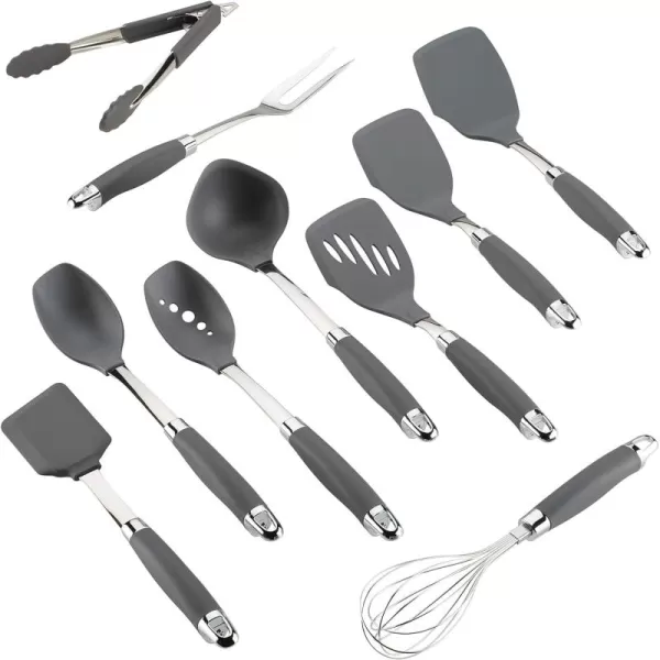 Anolon SureGrip Stainless Steel Meat Fork/Kitchen Tool, 13.25 Inch, Gray,46288)