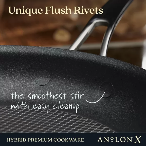 Anolon X Hybrid Nonstick Cookware Frying Pans/Skillet Set, Induction Suitable, 8 Inch, 10 Inch, and 12 Inch - Charcoal Gray