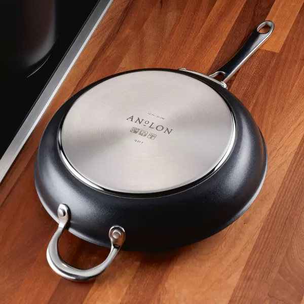 Anolon X Hybrid Nonstick Cookware Frying Pans/Skillet Set, Induction Suitable, 8 Inch, 10 Inch, and 12 Inch - Charcoal Gray