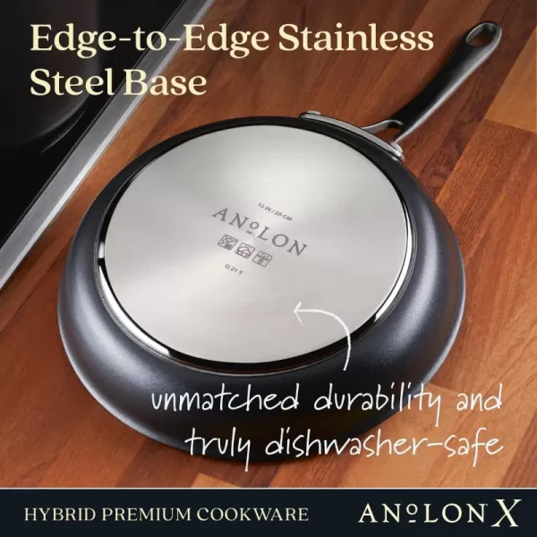 Anolon X Hybrid Nonstick Cookware Frying Pans/Skillet Set, Induction Suitable, 8 Inch, 10 Inch, and 12 Inch - Charcoal Gray
