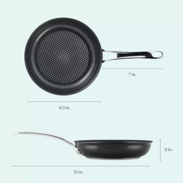 Anolon X Hybrid Nonstick Cookware Frying Pans/Skillet Set, Induction Suitable, 8 Inch, 10 Inch, and 12 Inch - Charcoal Gray