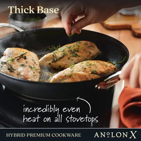 Anolon X Hybrid Nonstick Cookware Frying Pans/Skillet Set, Induction Suitable, 8 Inch, 10 Inch, and 12 Inch - Charcoal Gray