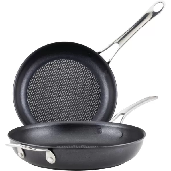 Anolon X Hybrid Nonstick Cookware Frying Pans/Skillet Set, Induction Suitable, 8 Inch, 10 Inch, and 12 Inch - Charcoal Gray