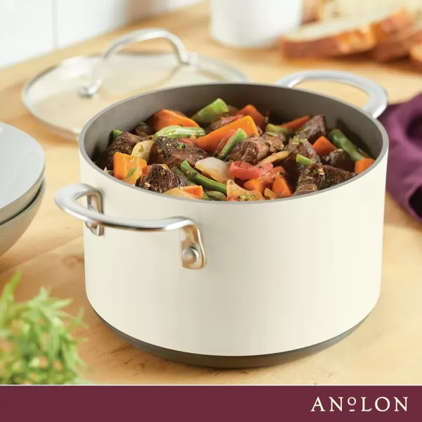 imageAnolon Achieve Hard Anodized Nonstick Saut Pan with Lid 3 Quart  CreamCream