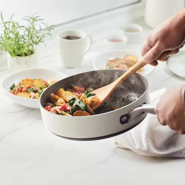 imageAnolon Achieve Hard Anodized Nonstick Saut Pan with Lid 3 Quart  CreamCream