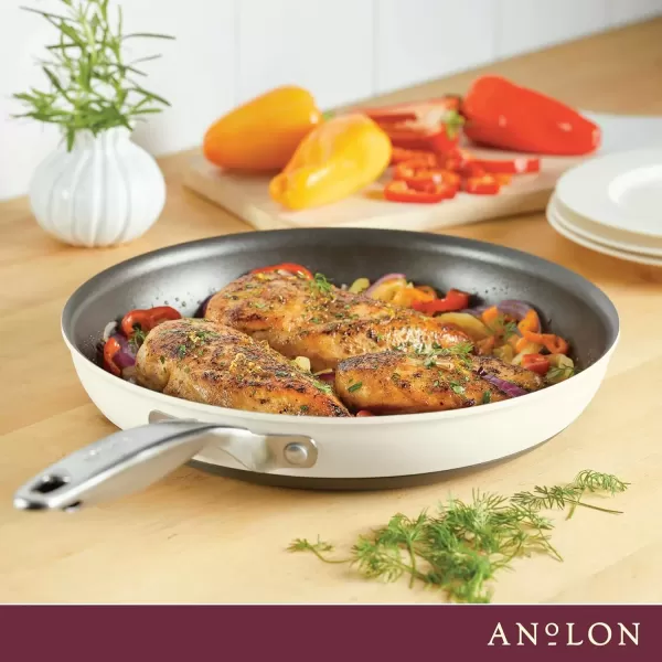 imageAnolon Achieve Hard Anodized Nonstick Saut Pan with Lid 3 Quart  CreamCream