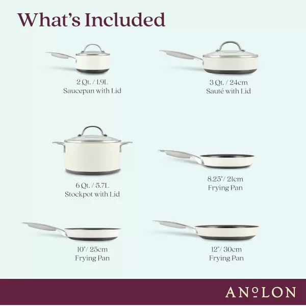 imageAnolon Achieve Hard Anodized Nonstick Saut Pan with Lid 3 Quart  CreamCream