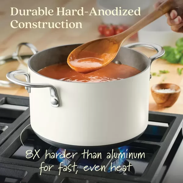 imageAnolon Achieve Hard Anodized Nonstick Saut Pan with Lid 3 Quart  CreamCream