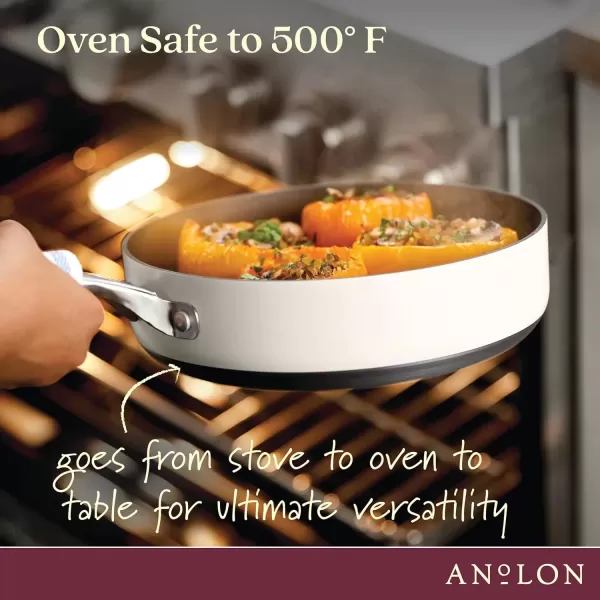 imageAnolon Achieve Hard Anodized Nonstick Saut Pan with Lid 3 Quart  CreamCream