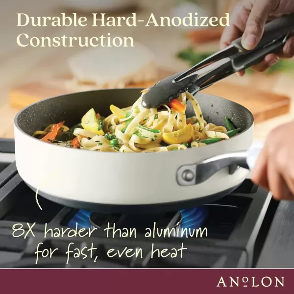 imageAnolon Achieve Hard Anodized Nonstick Saut Pan with Lid 3 Quart  CreamCream