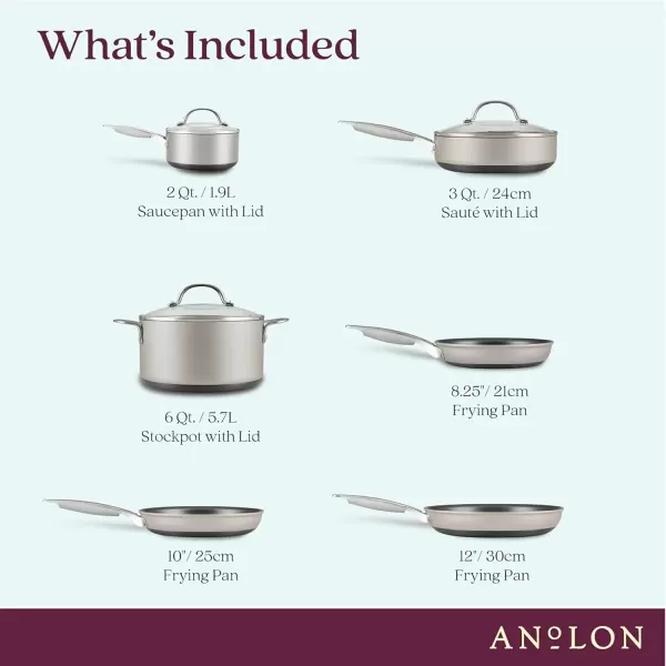 imageAnolon Achieve Hard Anodized Nonstick Saut Pan with Lid 3 Quart  CreamSilver