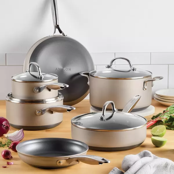 imageAnolon Achieve Hard Anodized Nonstick Saut Pan with Lid 3 Quart  CreamSilver