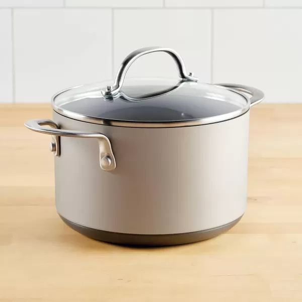 imageAnolon Achieve Hard Anodized Nonstick Saut Pan with Lid 3 Quart  CreamSilver