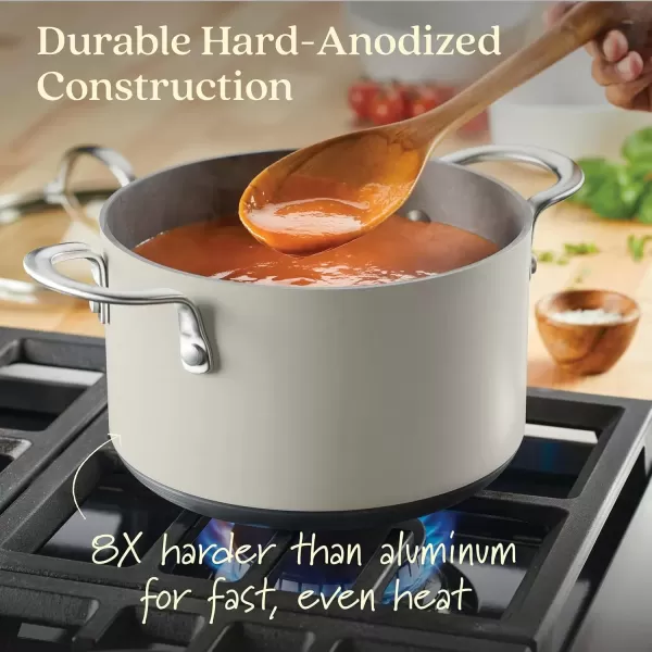 imageAnolon Achieve Hard Anodized Nonstick Saut Pan with Lid 3 Quart  CreamSilver