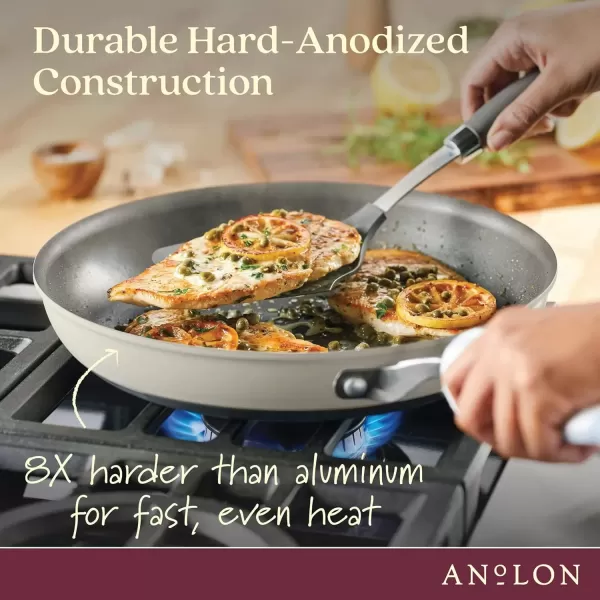 imageAnolon Achieve Hard Anodized Nonstick Saut Pan with Lid 3 Quart  CreamSilver