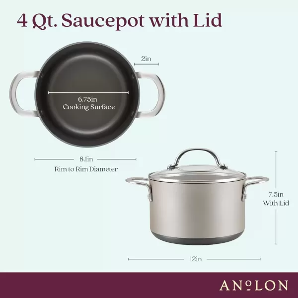 imageAnolon Achieve Hard Anodized Nonstick Saut Pan with Lid 3 Quart  CreamSilver