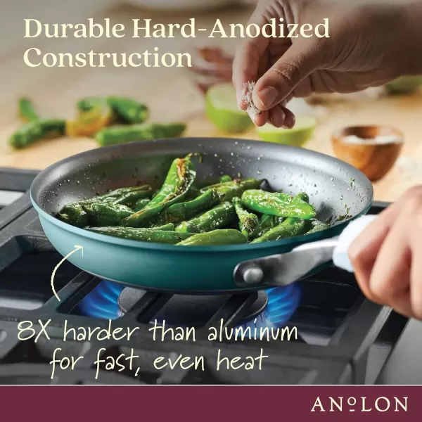 imageAnolon Achieve Hard Anodized Nonstick Saut Pan with Lid 3 Quart  CreamTeal