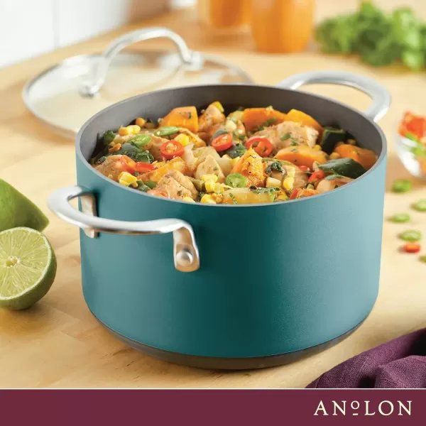 imageAnolon Achieve Hard Anodized Nonstick Saut Pan with Lid 3 Quart  CreamTeal