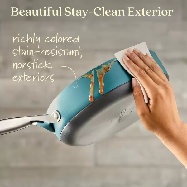 imageAnolon Achieve Hard Anodized Nonstick Saut Pan with Lid 3 Quart  CreamTeal