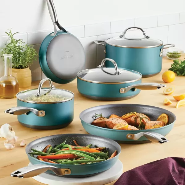 imageAnolon Achieve Hard Anodized Nonstick Saut Pan with Lid 3 Quart  CreamTeal