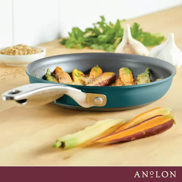 imageAnolon Achieve Hard Anodized Nonstick Saut Pan with Lid 3 Quart  CreamTeal