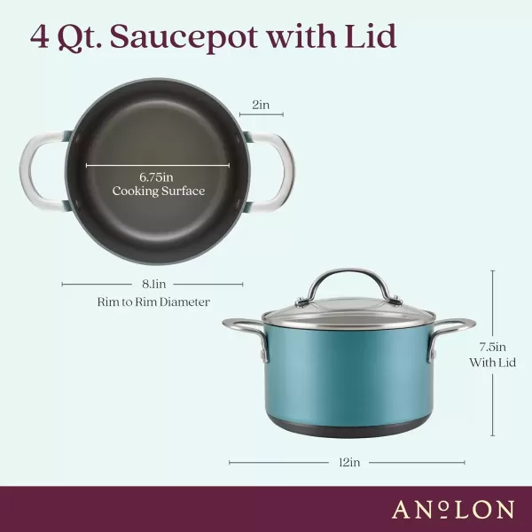 imageAnolon Achieve Hard Anodized Nonstick Saut Pan with Lid 3 Quart  CreamTeal