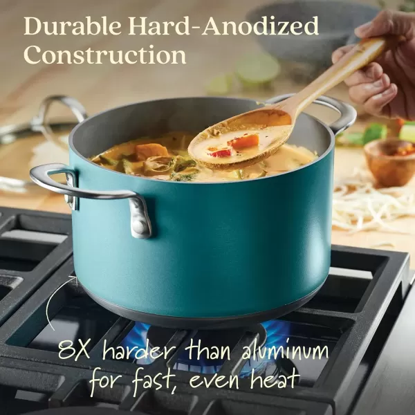imageAnolon Achieve Hard Anodized Nonstick Saut Pan with Lid 3 Quart  CreamTeal