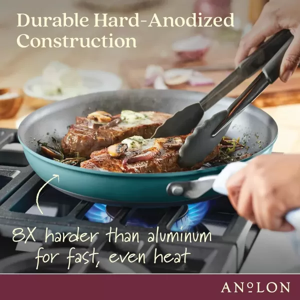 imageAnolon Achieve Hard Anodized Nonstick Saut Pan with Lid 3 Quart  CreamTeal