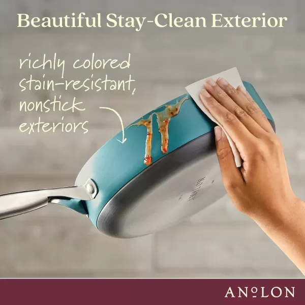 imageAnolon Achieve Hard Anodized Nonstick Saut Pan with Lid 3 Quart  CreamTeal