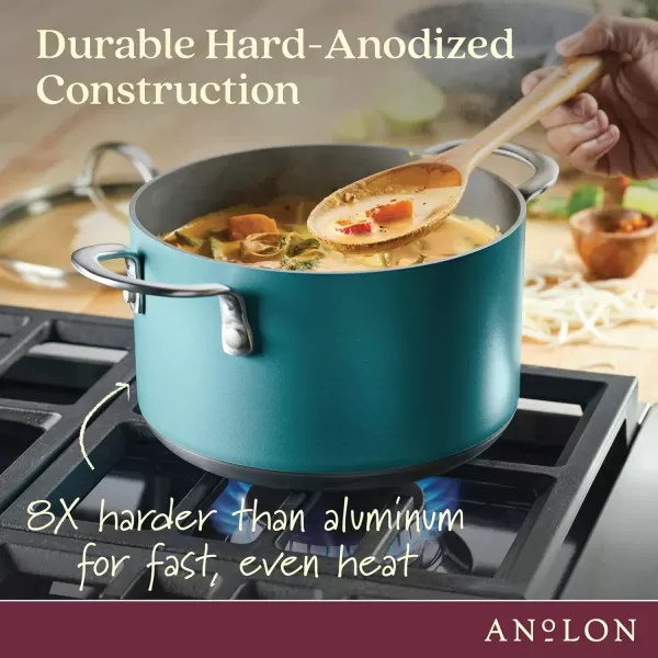 imageAnolon Achieve Hard Anodized Nonstick Saut Pan with Lid 3 Quart  CreamTeal
