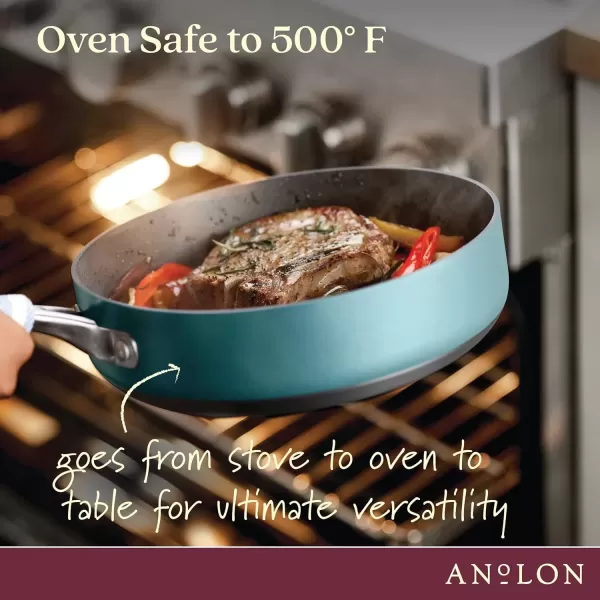 imageAnolon Achieve Hard Anodized Nonstick Saut Pan with Lid 3 Quart  CreamTeal