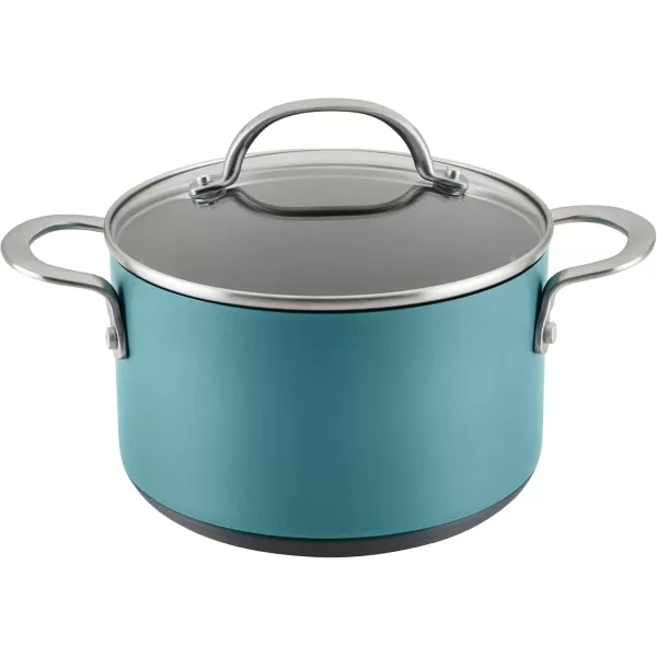 imageAnolon Achieve Hard Anodized Nonstick Saut Pan with Lid 3 Quart  CreamTeal