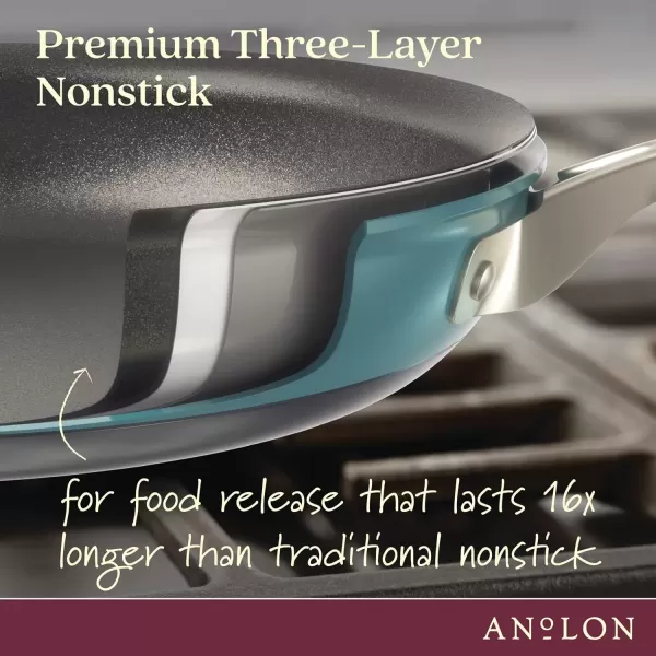 imageAnolon Achieve Hard Anodized Nonstick Saut Pan with Lid 3 Quart  CreamTeal