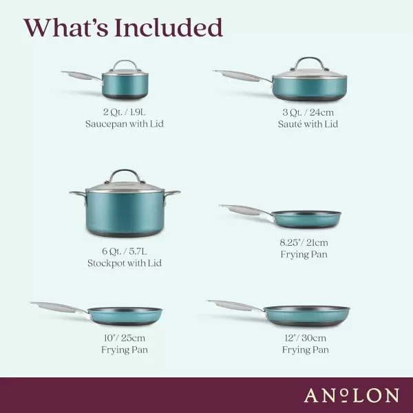 imageAnolon Achieve Hard Anodized Nonstick Saut Pan with Lid 3 Quart  CreamTeal