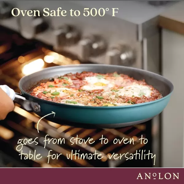 imageAnolon Achieve Hard Anodized Nonstick Saut Pan with Lid 3 Quart  CreamTeal