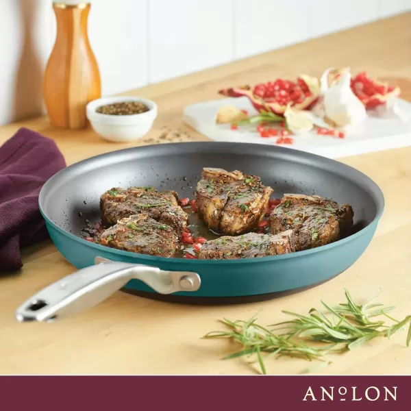 imageAnolon Achieve Hard Anodized Nonstick Saut Pan with Lid 3 Quart  CreamTeal