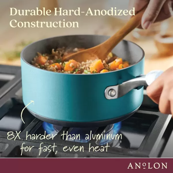 imageAnolon Achieve Hard Anodized Nonstick Saut Pan with Lid 3 Quart  CreamTeal