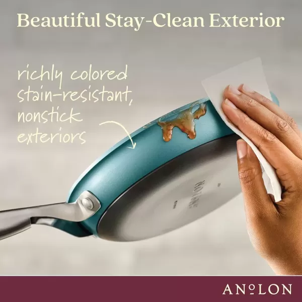 imageAnolon Achieve Hard Anodized Nonstick Saut Pan with Lid 3 Quart  CreamTeal