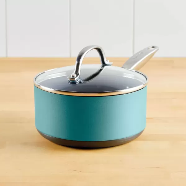 imageAnolon Achieve Hard Anodized Nonstick Saut Pan with Lid 3 Quart  CreamTeal