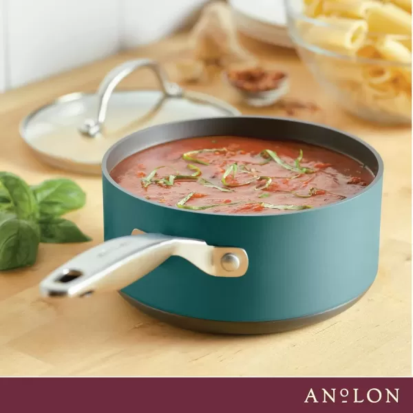 imageAnolon Achieve Hard Anodized Nonstick Saut Pan with Lid 3 Quart  CreamTeal