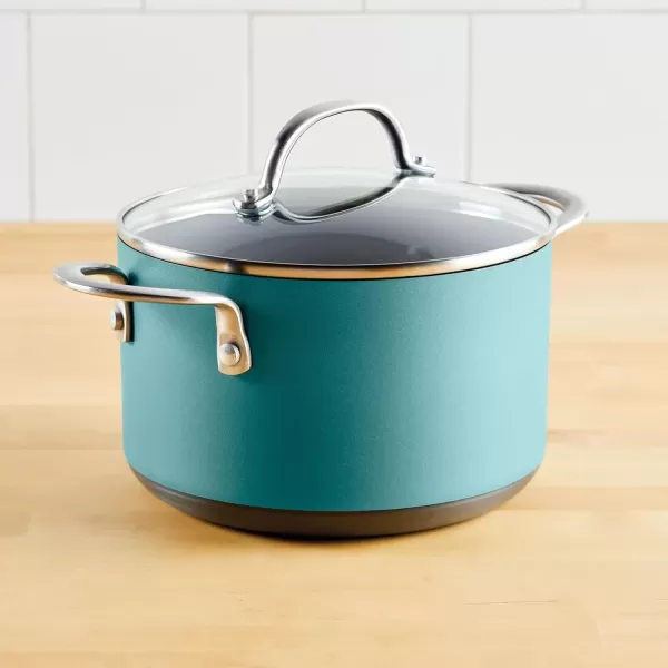 imageAnolon Achieve Hard Anodized Nonstick Saut Pan with Lid 3 Quart  CreamTeal
