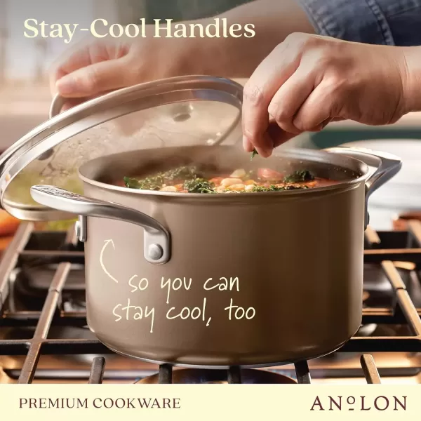 imageAnolon Ascend Hard Anodized Nonstick Frying PanSkillet  Good for All Stovetops Gas Glass Top Electric ampamp Induction Dishwasher ampamp Oven Safe with Stainless Steel Handle 12 Inch  BronzeSaucepan 4 Quart